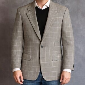 Louis Dell’Olio Wool Houndstooth Windowpane Blazer Made in Italy‎ 41R